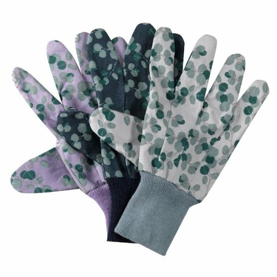 Briers Cotton Grip Gloves Triple Pack Eucalyptus Design Medium