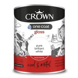 Crown One Coat Gloss White Paint 750ml
