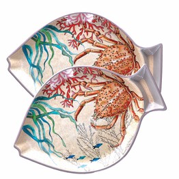 Sea Life Melamine Fish Plates Set of 2