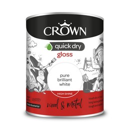 Crown Quick Dry Gloss White Paint 750ml
