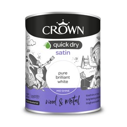 Crown Quick Dry Satin White Paint 750ml