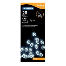 Christmas Lights Oslo Battery Operated String Lights 20 Led White
