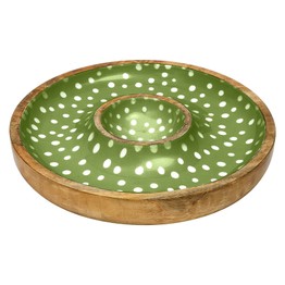 Sintra Spotted Mango Wood Chip & Dip Bowl Green