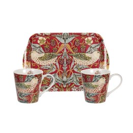 Morris and Co Strawberry Thief Red Mug and Tray Set