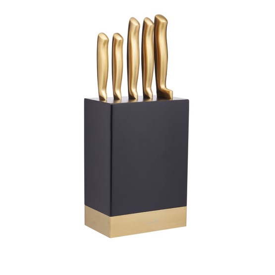 MasterClass 5-Piece Brass Coloured Stainless Steel Knife Set and Block