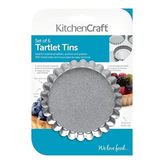 KitchenCraft Set of Six 10cm Loose Base Tart Tins