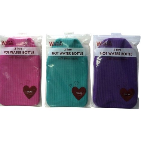 2 For £10 Hot Water Bottle With Ribbed Fleece Cover