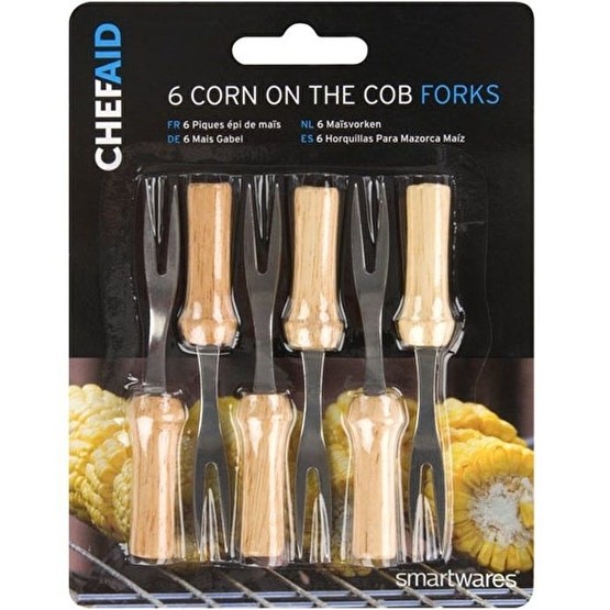 Chef Aid Wooden Corn on the Cob Forks pack of 6