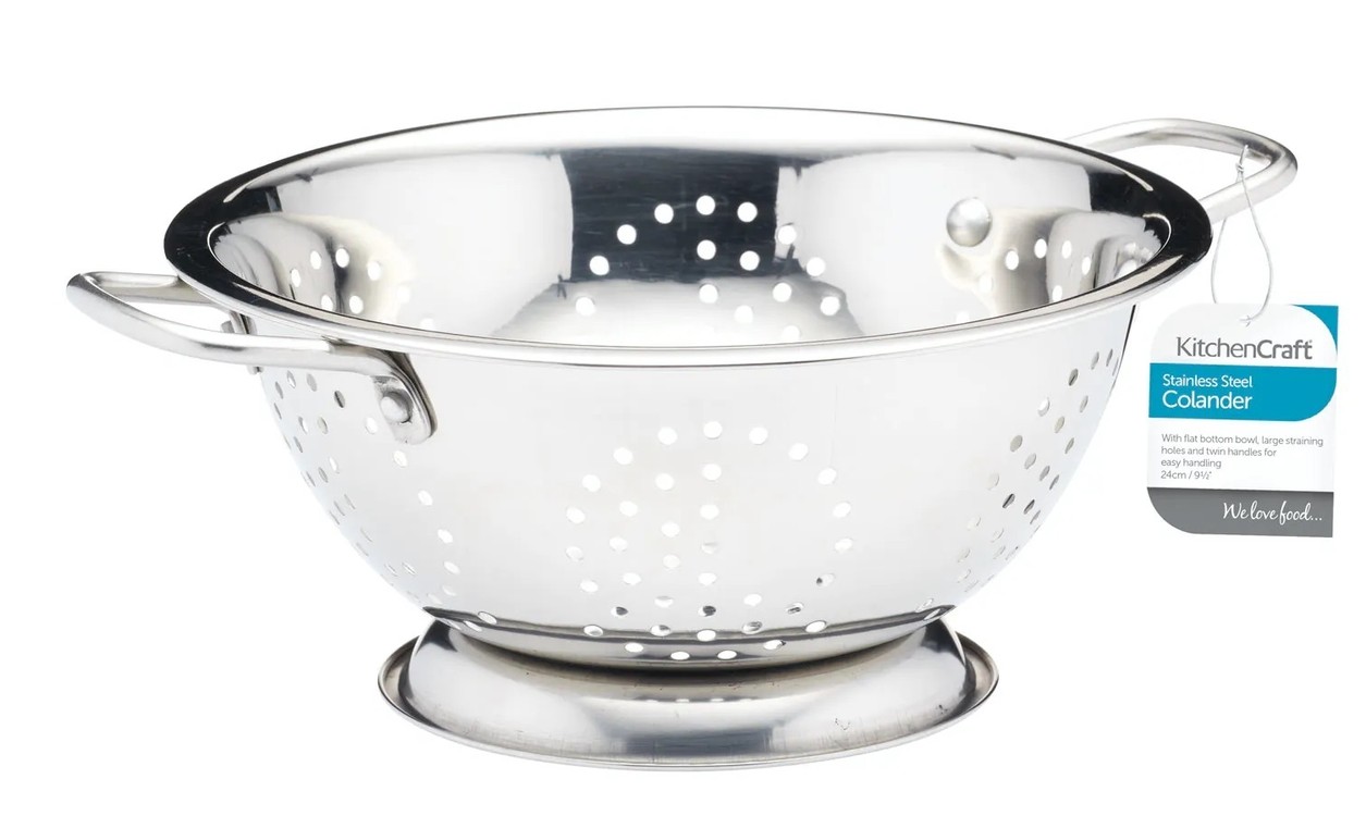 KitchenCraft Footed Stainless Steel Long-Handle Colander 24 cm 9.5 