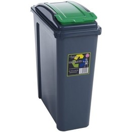 Recycle It 25L Slimline Bin & Lid Graphite Green Lid