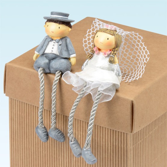 Resin Wedding Couple Mr & Mrs with Dangly Legs 5cm