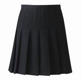 School Skirt Stitch Down Knife Pleat Black