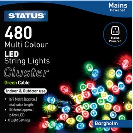 Christmas Lights Mains Powered 480LED String Lights Cluster