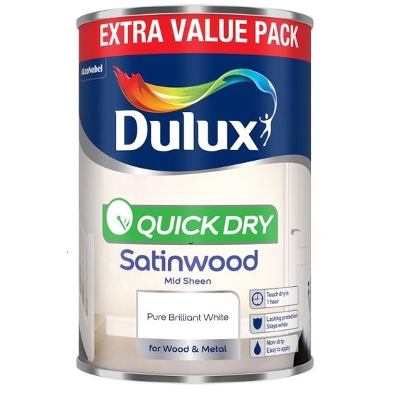 Dulux Satinwood Pure Brilliant White 1.25ltr