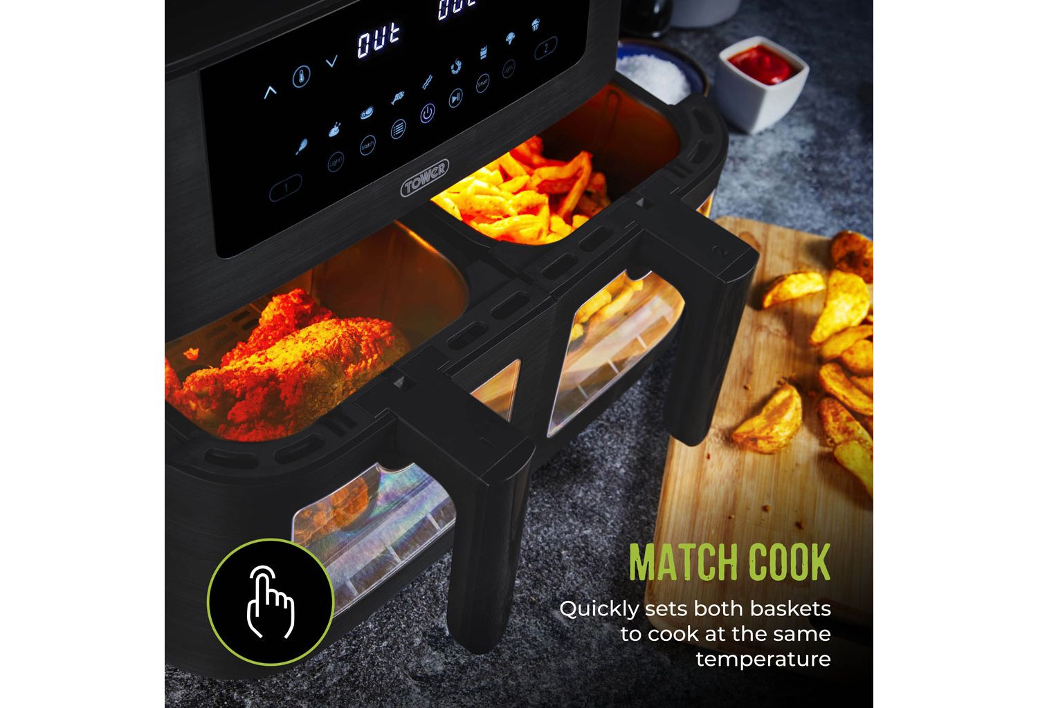 Tower Vortx 8L Vizion Dual Basket Air Fryer Digital Black T17151