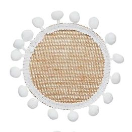 Creative Tops Naturals Pack Of 4 Hessian and Pom Pom Edge Tablemats or Coasters