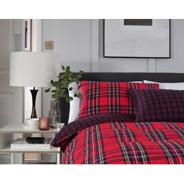 Duvet Cover Set Red Tartan
