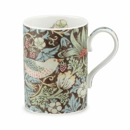 Morris &amp; Co Strawberry Thief Chocolate Slate Fine Bone China Mug alternative