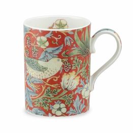 Morris &amp; Co Strawberry Thief Crimson Slate Fine Bone China Mug alternative