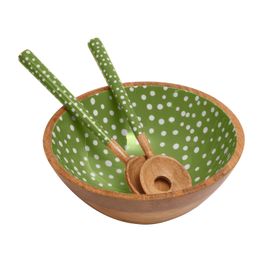 Dexam Sintra Spotted Mango Wood Salad Bowl 27cm Green alternative
