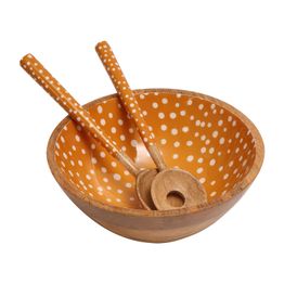 Dexam Sintra Spotted Mango Wood Salads Servers Ochre alternative