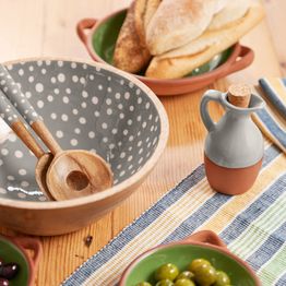 Dexam Sintra Spotted Mango Wood Salad Bowl 27cm Stone alternative