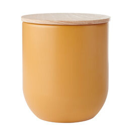 KitchenCraft Idilica Small Kitchen Canister with Beechwood Lid Yellow