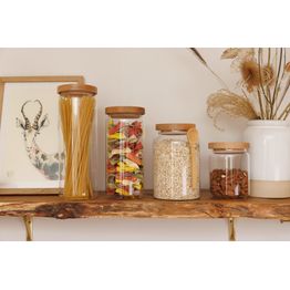 KitchenCraft Idilica Glass Storage Jar with Beechwood Lid &amp; Bamboo Spoon 1200ml alternative