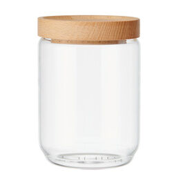 KitchenCraft Idilica Glass Storage Jar with Beechwood Lid 500ml