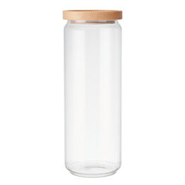 KitchenCraft Idilica Glass Storage Jar with Beechwood Lid 1300ml