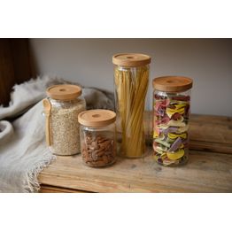 KitchenCraft Idilica Glass Storage Jar with Beechwood Lid 1300ml alternative