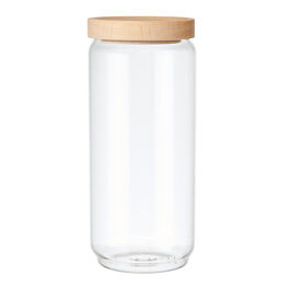 KitchenCraft Idilica Glass Storage Jar with Beechwood Lid 1000ml