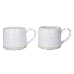 KitchenCraft Mikasa Farmhouse Heart Stoneware Mug Set of 2