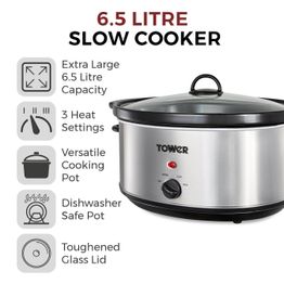 Tower Slow Cooker 6.5ltr Stainless Steel T16040Y alternative
