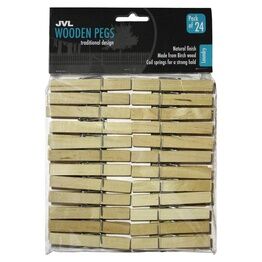 JVL Wooden Clothes Pegs 24 pack 19-240