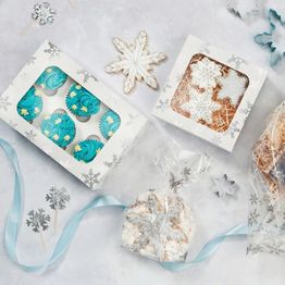 Creative Party Silver Snowflake Square Treat Boxes with Window Foil J187 alternative