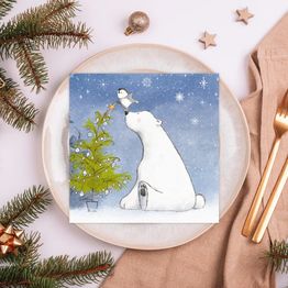Christmas Napkins Polar Bear &amp; Penguin Pals 3 ply alternative