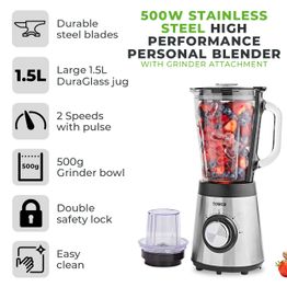Tower 500W Glass Jug Table Blender Stainless Steel T12073 alternative