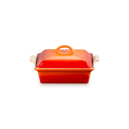 Le Creuset Stoneware Heritage Square Volcanic Dish with Lid 23cm