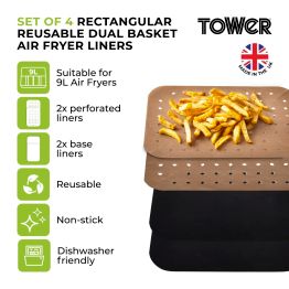 Tower Dual 9ltr Reusable Air Fryer Liners Pack of 4 alternative