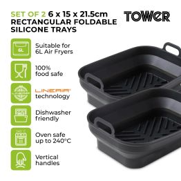 Tower Air Fryer Foldable Rectangular Silicone Tray Pack of 2 alternative