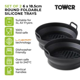 Tower Air Fryer Foldable Round Silicone Tray Pack of 2 alternative