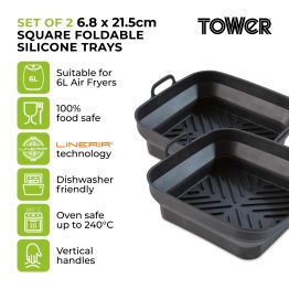Tower Air Fryer Foldable Square Silicone Tray Pack of 2 alternative