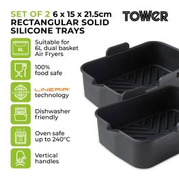 Tower Air Fryer Rectangular Solid Silicone Tray Pack of 2 alternative