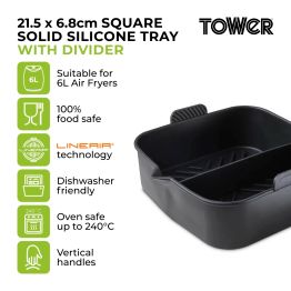 Tower Air Fryer Square Solid Tray With Divider alternative