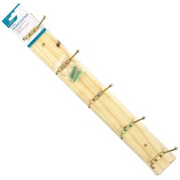 Ashley Housewares 5 Hook Hat &amp; Coat Rack Pine BB-HC201