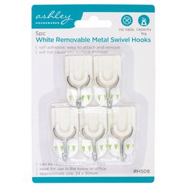 Ashley Housewares White Removable Metal Swivel Hooks 5pc BB-RH508