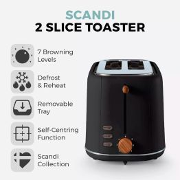 Tower Scandi 2 Slice Toaster Black T20027BLK alternative