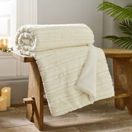 Chatsworth Faux Fur Textured Throw Cream 130x170cm