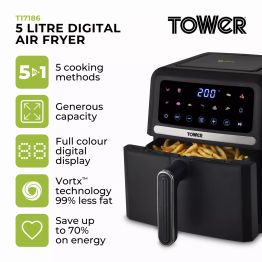 Tower 5 Litre Vortx Air Fryer with Digital Colour Display T17186 alternative